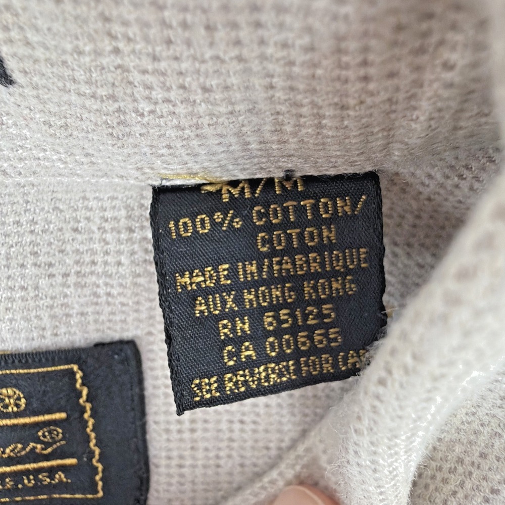 Vintage 90s Eddie Bauer Denim Shirt Mens M 100 Cotton Beige Button Down Workwear - Picture 6 of 15